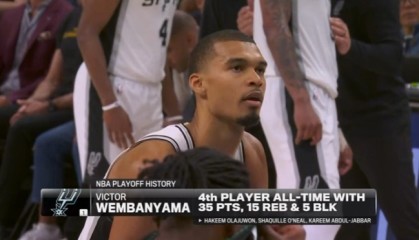 九游体育-文班单场35+分15+板5+盖帽！NBA历史第4人！比肩大梦鲨鱼天勾